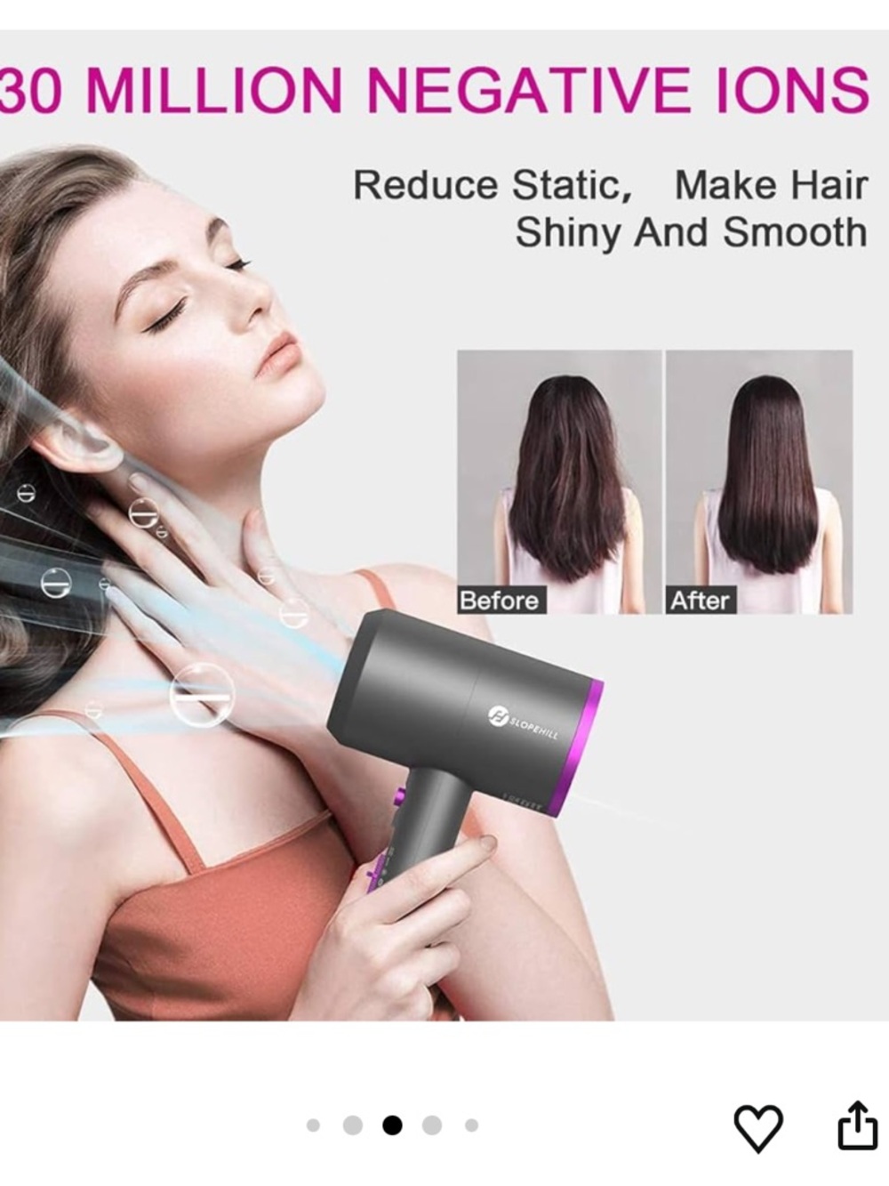 slopehill Professional Ionic Hair Dryer 1800W Fast Dry 2 Nozzle Diffuser - Picture 5 of 15